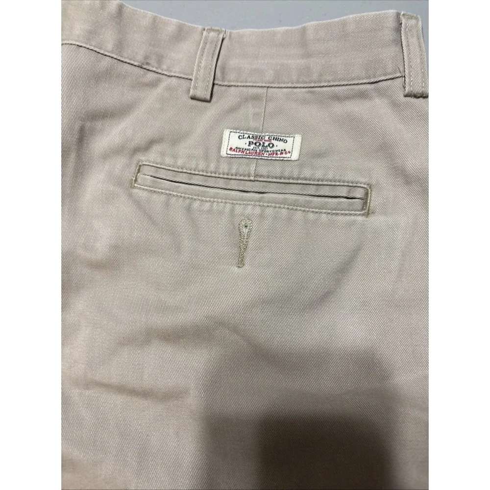 Polo Ralph Lauren Men's Hammond Pant Pleated Size 36X26 Khaki Cotton Y2K Vintage
